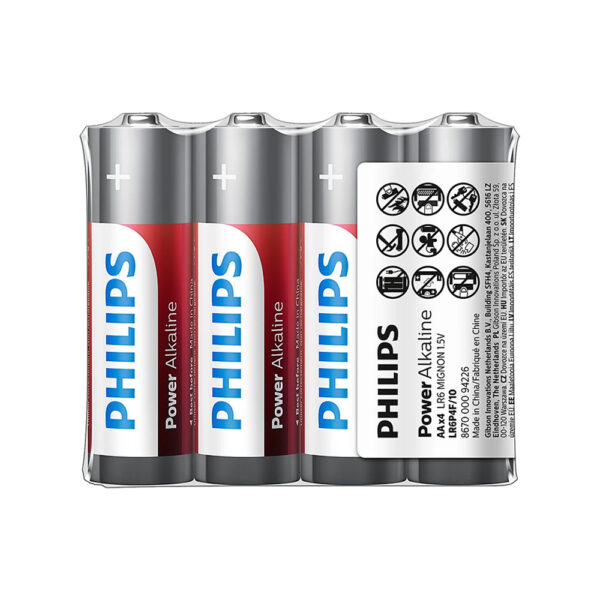philips bateria power alkaline aa lr6 alkaline 4szt phil-lr6p4f/10