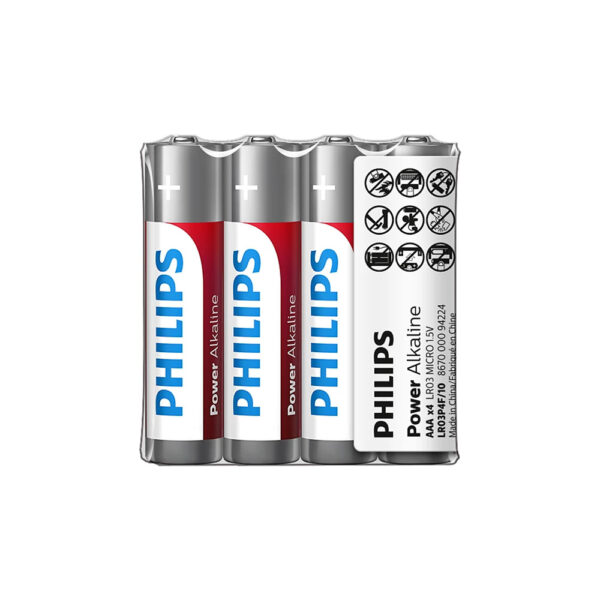philips bateria power alkaline aaa lr03 4szt phil-lr03p4f/10