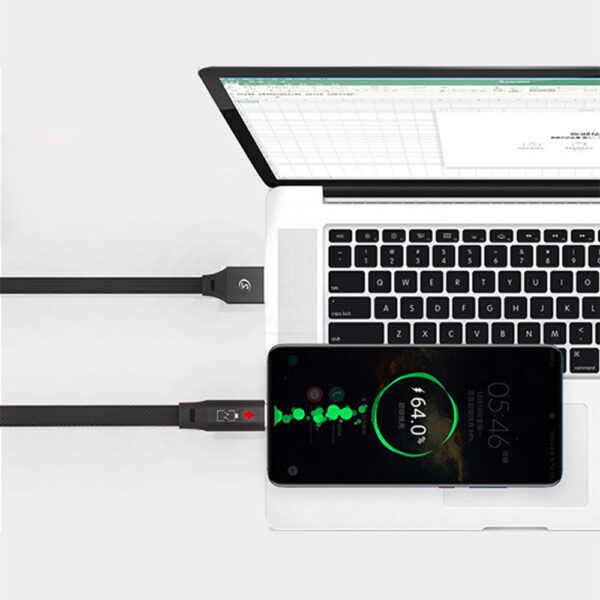 kabel usb typ-c 2.4a somostel czarny 2400mah quick charger qc 3.0 1m usb-c płaski sms-bw04