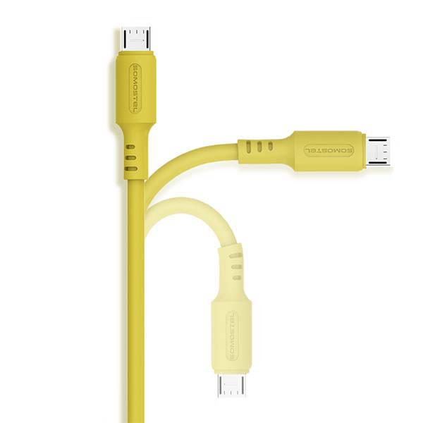 somostel kabel usb micro 3a żółty 3100mah quick charger 1.2m powerline sms-bp06 macaron