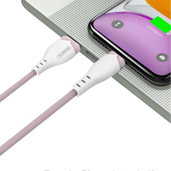 somostel kabel usb - typ-c 2.1a 20w 1.2m quick charge qc3.0 różowy powerline sms-bp04