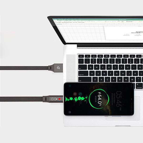 somostel kabel wzmacniany usb - lightning 2.4a 30w 1m quick charge qc3.0 czarny sms-bw04