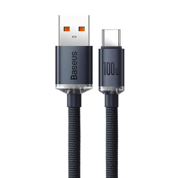 kabel usb do usb-c baseus crystal shine, 100w, 1.2m (czarny)