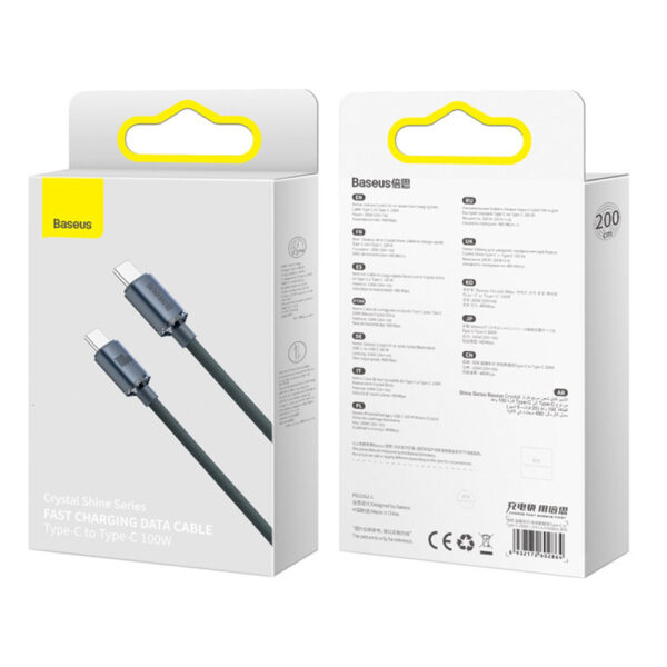 baseus kabel typ-c - typ-c 100w 2m fast charging czarny cajy0007 01