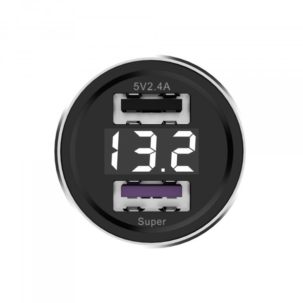 somostel ładowarka samochodowa 2xusb + kabel usb - lightning 5a 1m quick charge qc3.0 czerwony aluminium sms-a89