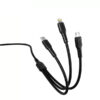 denmen kabel 3w1 usb - typ-c / microusb / lightning 2.4a 1m quick charge qc3.0 czarny