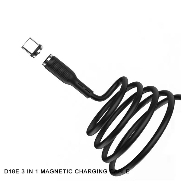 denmen kabel magnetyczny d18 usb - typ-c 2.4a 15w 1m quick charge qc3.0 czarny d18m