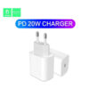 denmen ładowarka sieciowa dc06 typ-c + kabel typ-c - lightning 3.6a 20w 1m power delivery pd biały dc06l
