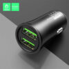 ładowarka samochodowa 12w czarna denmen 2.4a 2400ma dual fast charging dz07 aluminiowa
