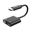 adapter hf typ-c denmen czarny audio jack + zasilanie du07