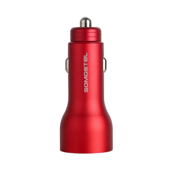 somostel ładowarka samochodowa 2xusb + kabel usb - microusb 5a 1m quick charge qc3.0 czerwony aluminium sms-a89