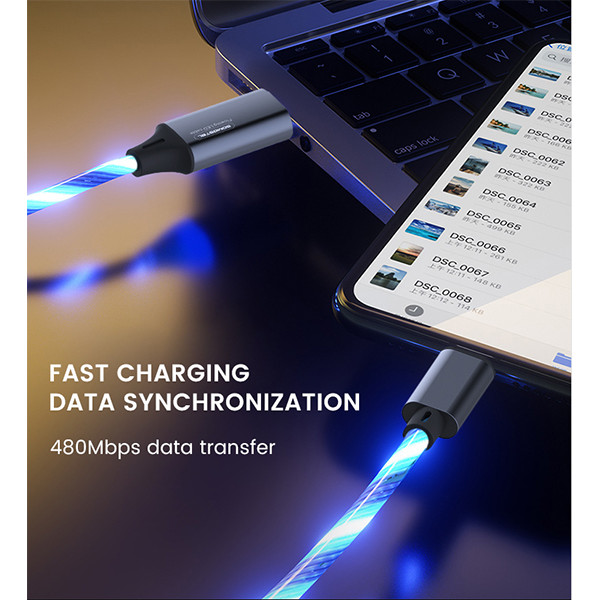 somostel kabel led usb - lightning 3.1a 30w 1.2m quick charge qc3.0 niebieski sms-by01