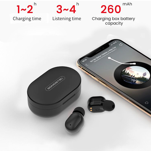 somostel słuchawki bluetooth douszne tws bt 5.0 różowy stero sms-j13