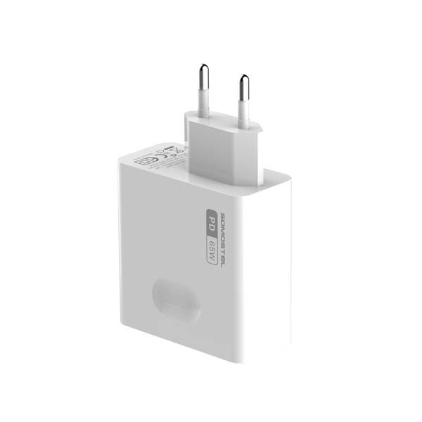 somostel ładowarka sieciowa gan typ-c + kabel typ-c - lightning 65w 1m power delivery pd biały gan sms-q15