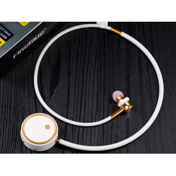 słuchawka bluetooth fineblue diamond douszne fl-c8 białe/złote kanałowe