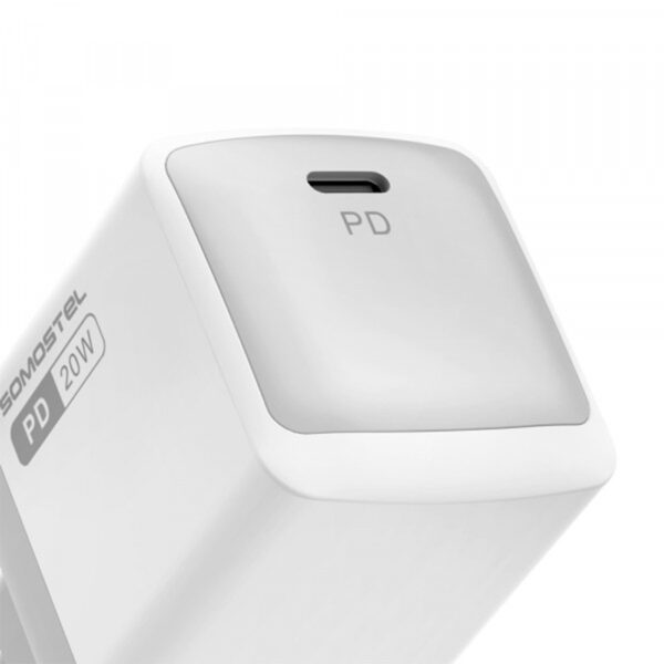 somostel ładowarka sieciowa typ-c + kabel typ-c - typ-c 20w 1m power delivery pd biały sms-q22