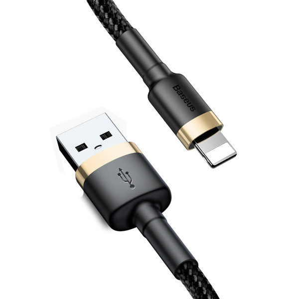kabel usb lightning baseus cafule 2.4a 1m (złoto-czarny)