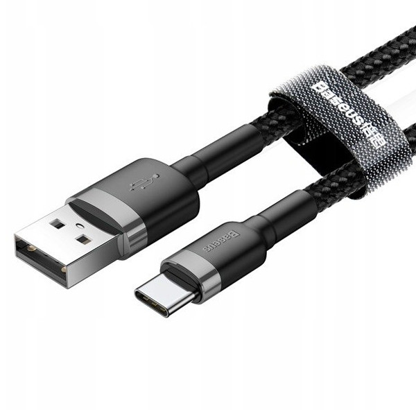 baseus kabel cafule usb - typ-c 3a 1m szary / czarny