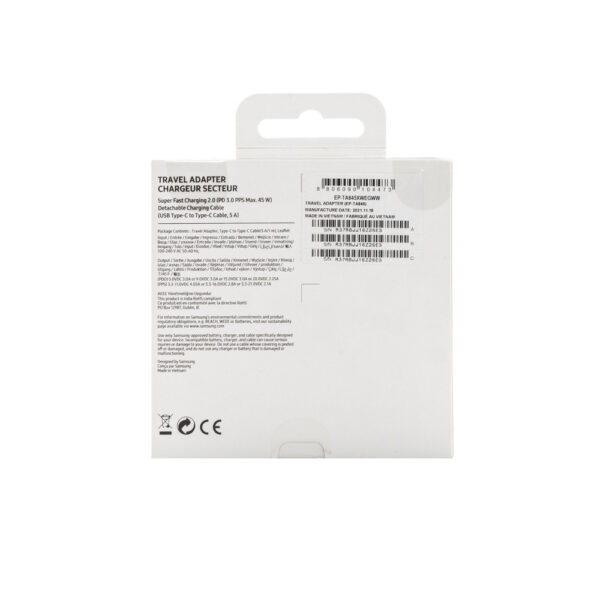 samsung ładowarka sieciowa typ-c 3a ep-ta845 45w biały retail box