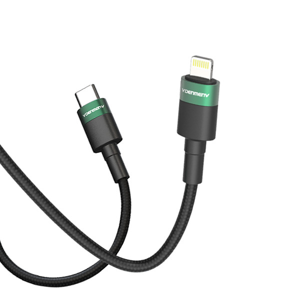 denmen kabel usb typ-c - lightning pd 3,6 czarny oplot 1m d62 20w