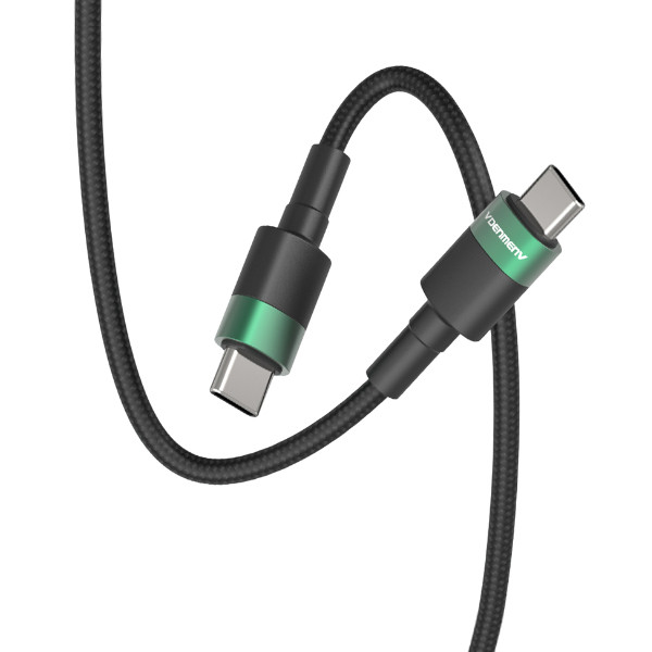 kabel usb typ-c do typ-c pd usb-c denmen czarny oplot 1m d62 100w