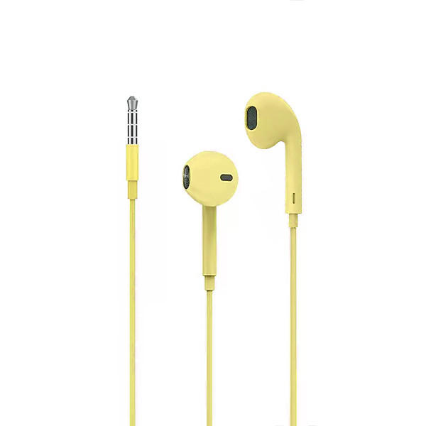 denmen słuchawki przewodowe douszne jack 3,5 mm żółty dr01y
