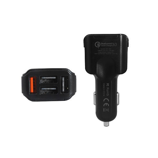 ładowarka samochodowa 4 x usb 3a czarna fast charger quick 4xusb 3.0 faston 3000ma