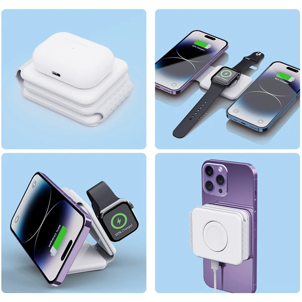 ecobox ładowarka magsafe bezprzewodowa biała 3w1 f-182 15w