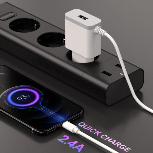 denmen biała ładowarka sieciowa usb + kabel typ-c dc09t-w 2,4a