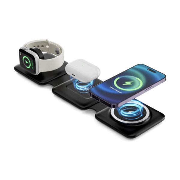 ecobox ładowarka magsafe bezprzewodowa czarny 3w1 15w