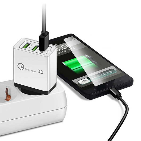 ładowarka sieciowa 2a biała vega faston quick 3.0 fast charger 2400ma 3xusb 18w