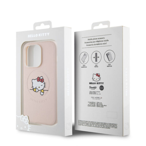 hello kitty pu kitty asleep logo magsafe case do iphone 15 pro różowy