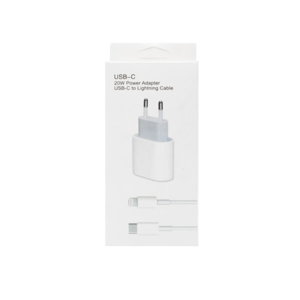 ecobox ładowarka sieciowa 20w biała typ-c pd + kabel iphone usb-c do lightning app box 2a 1m