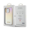 guess pu leather iridescent metal script case do iphone 15 pro złoty