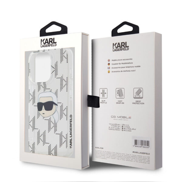 karl lagerfeld iml electroplated repeated logo case for iphone 15 pro transparent