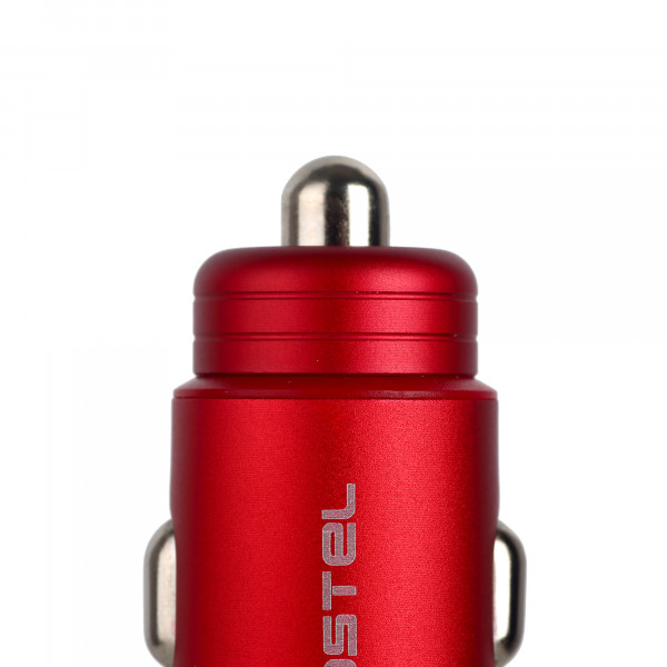 somostel ładowarka samochodowa 2xusb + kabel usb - lightning 5a 1m quick charge qc3.0 czerwony aluminium sms-a89