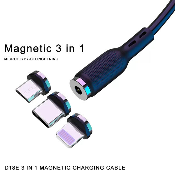 denmen kabel magnetyczny d18 usb - typ-c 2.4a 15w 1m quick charge qc3.0 czarny d18m