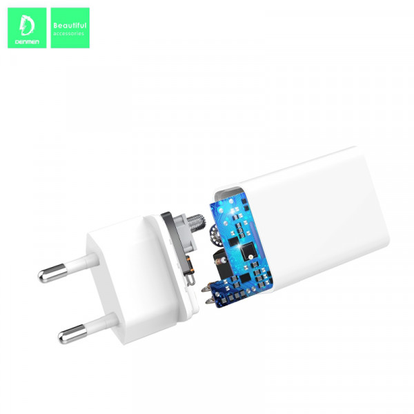 ładowarka sieciowa 2.4a denmen biała 2400ma dc01 12w single