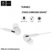 denmen słuchawki przewodowe douszne dr06 jack 3,5mm 1m biały dr06w