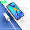 denmen ładowarka samochodowa 2xusb + kabel usb - lightning 3.1a 15w 1m qc3.0 biały dz06lb