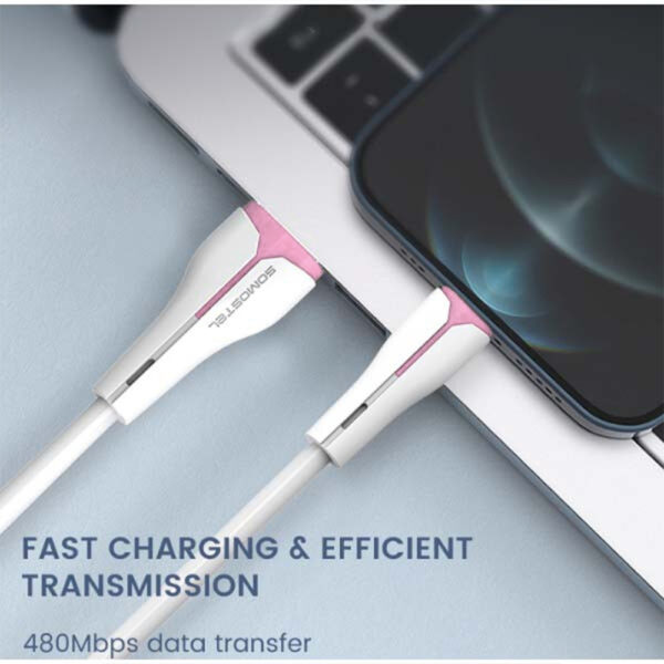 somostel kabel usb - lightning 2.4a 30w 1m quick charge qc3.0 biały powerline sms-bp08