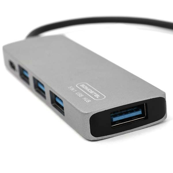 somostel adapter host 4xusb+typ-c typ-c 60w srebrny sms-bz09
