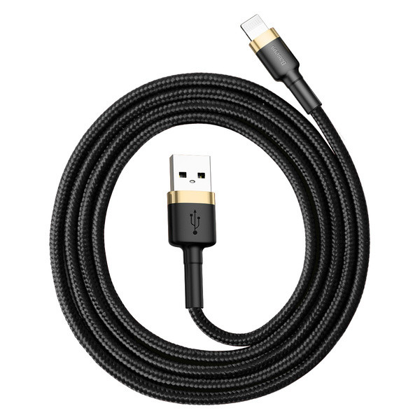 kabel usb lightning baseus cafule 2.4a 1m (złoto-czarny)