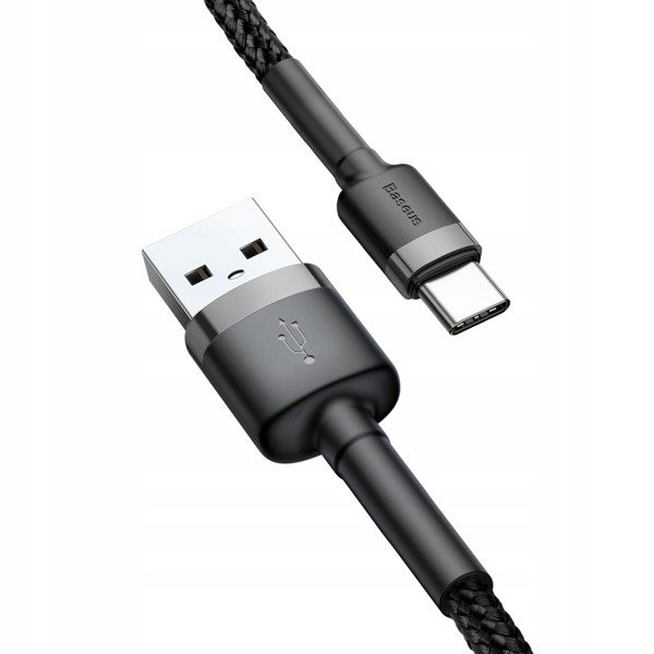 baseus kabel cafule usb - typ-c 3a 1m szary / czarny