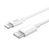 denmen kabel usb-c pd typ-c - lightning 20w 3,6a wzmacninany biały 2m d65
