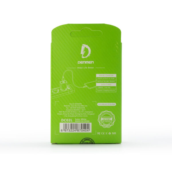 ładowarka sieciowa 2.1a 10w biała denmen 2100ma 2xusb dc02 + kabel iphone white