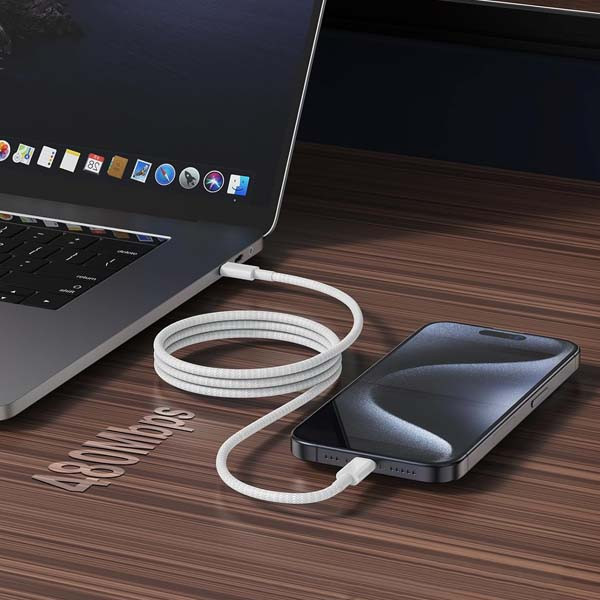 apple kabel typ-c -typ-c 1m 60w do iphone 15 biały oplot box mw493zm/a / mqkj3zm/a