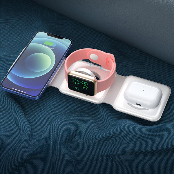 ecobox ładowarka magsafe bezprzewodowa biała 3w1 f-182 15w