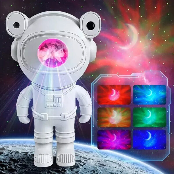 ecobox lampka nocna led projektoer gwiazd astronauta bluetooth