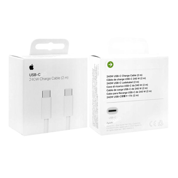 apple kabel typ-c -typ-c 2m 240w do iphone 15 biały oplot box